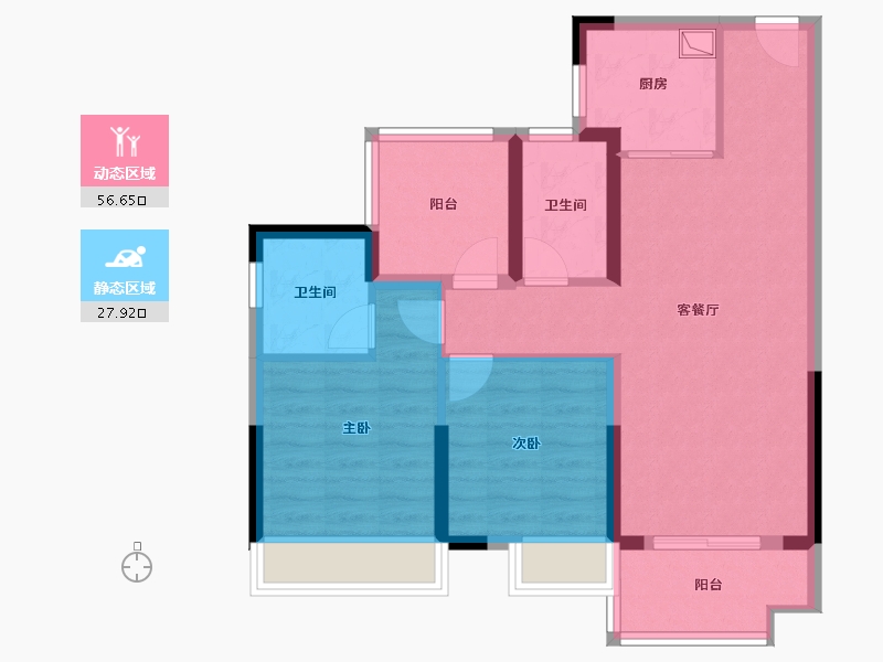 广东省-肇庆市-海伦堡和悦府-75.20-户型库-动静分区