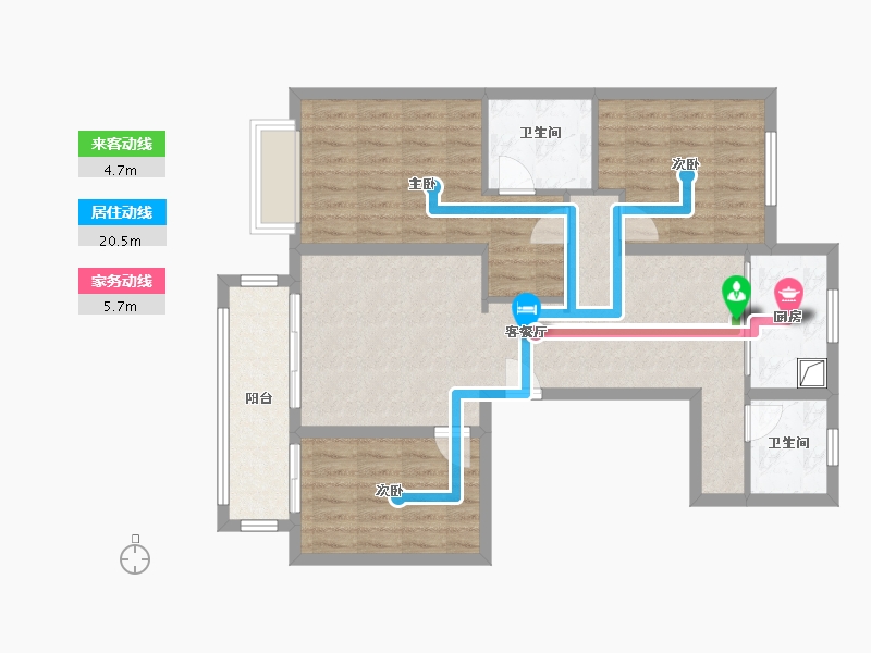 河北省-唐山市-金岸红堡天邑-104.80-户型库-动静线