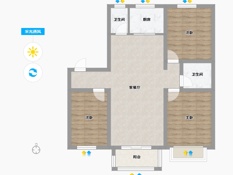 河北省-沧州市-盛达丽景-91.84-户型库-采光通风