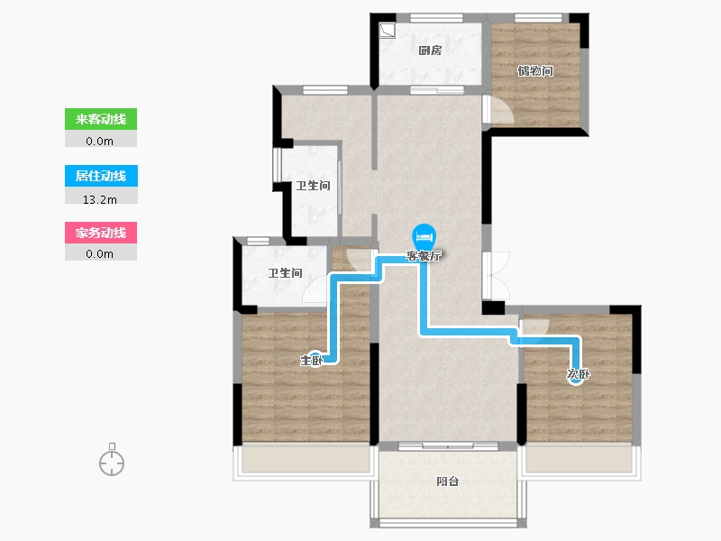 江苏省-苏州市-天房美瑜兰庭-91.45-户型库-动静线