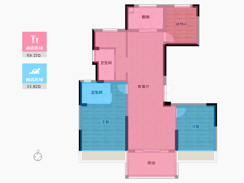 江苏省-苏州市-天房美瑜兰庭-91.45-户型库-动静分区