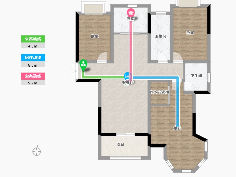 湖南省-永州市-苏通国际新城三期-106.69-户型库-动静线