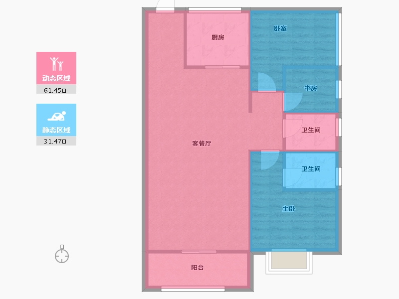 广东省-汕头市-锦骏·东港豪庭-85.60-户型库-动静分区