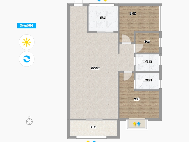 广东省-汕头市-锦骏·东港豪庭-85.60-户型库-采光通风