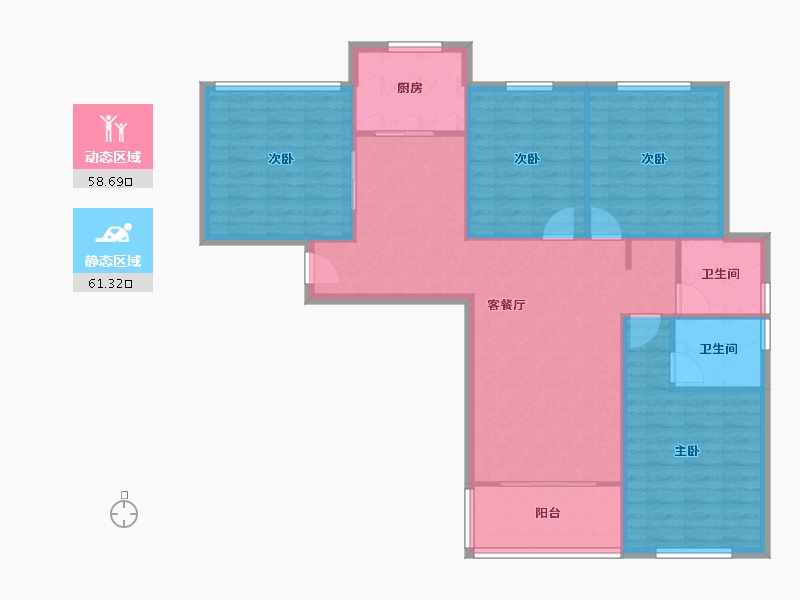 江苏省-无锡市-润泽雅居-102.40-户型库-动静分区