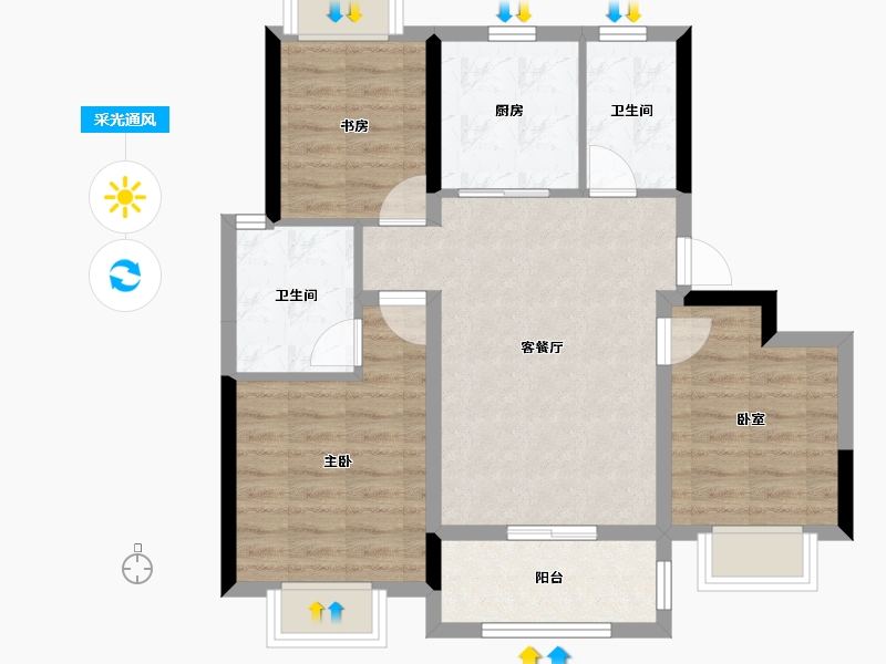 上海-上海市-兴云间-71.00-户型库-采光通风