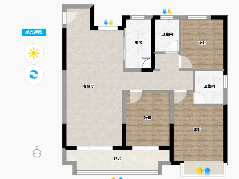 河南省-焦作市-蓝城桂语江南-100.00-户型库-采光通风