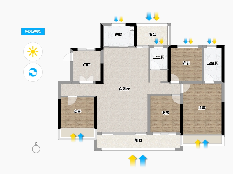 山东省-潍坊市-春光里-128.00-户型库-采光通风