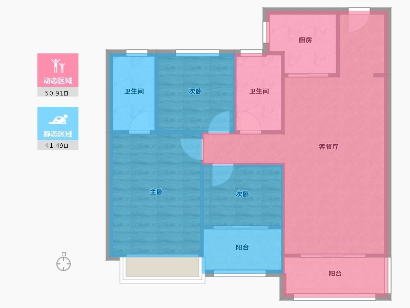 江苏省-南京市-宝能滨江府-86.40-户型库-动静分区