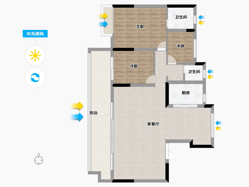 安徽省-宿州市-青云华府-108.62-户型库-采光通风