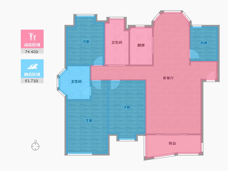 浙江省-杭州市-锦江半岛-129.41-户型库-动静分区