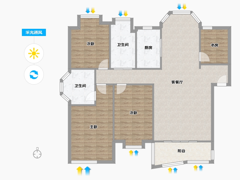 浙江省-杭州市-锦江半岛-129.41-户型库-采光通风