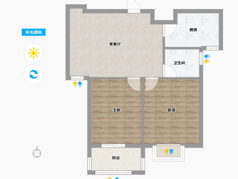 山东省-潍坊市-康城壹品-65.52-户型库-采光通风