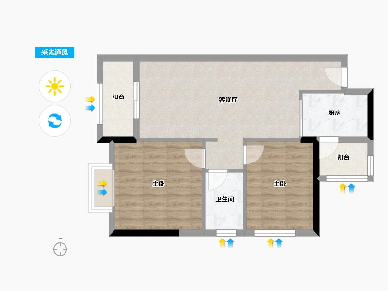 广东省-广州市-中建海丝城-64.00-户型库-采光通风