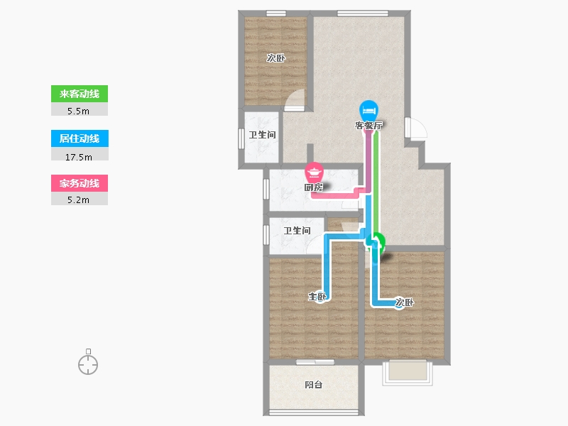 陕西省-宝鸡市-惠丰佳苑B区-101.06-户型库-动静线