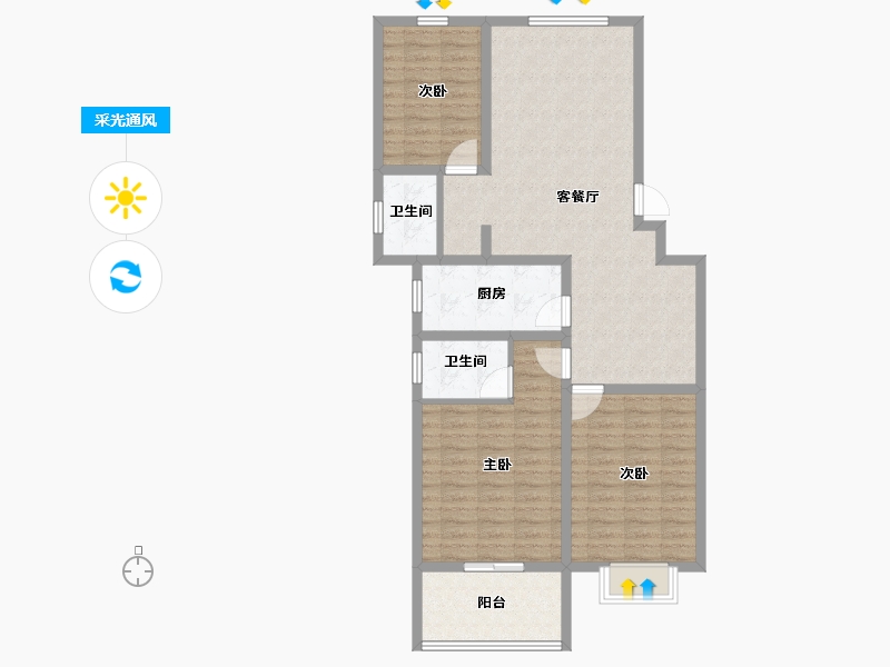 陕西省-宝鸡市-惠丰佳苑B区-101.06-户型库-采光通风