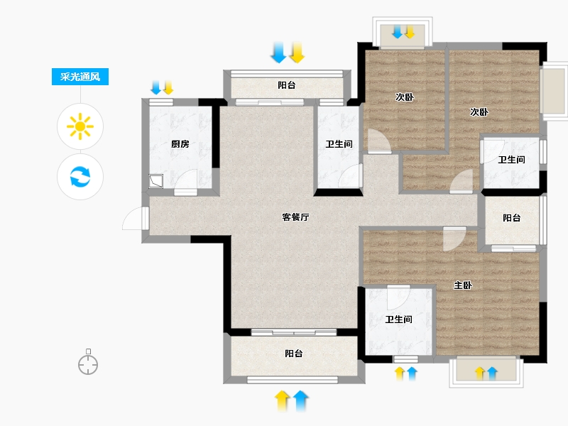 广东省-江门市-中业新城-112.80-户型库-采光通风