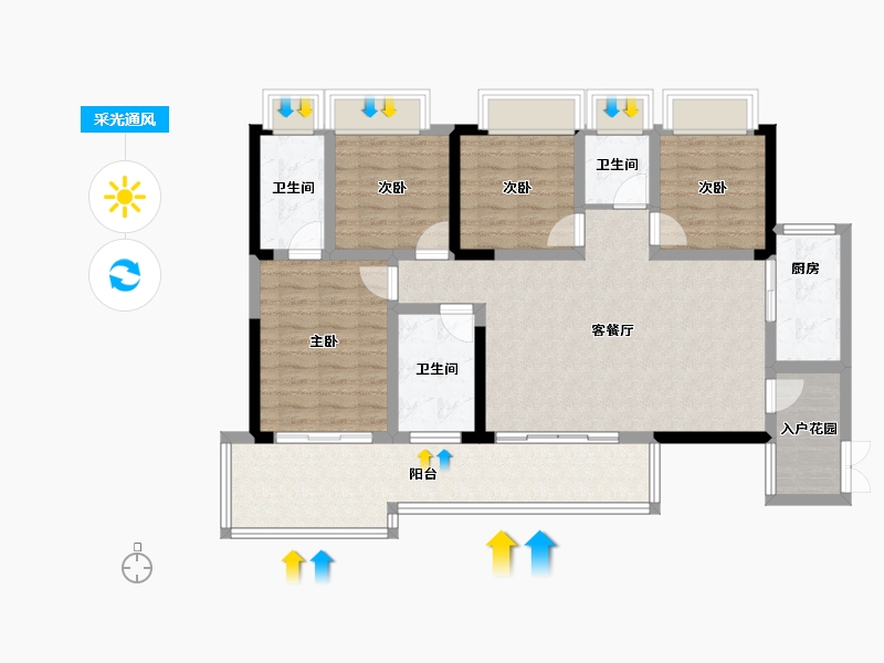 四川省-绵阳市-锦绣江城-111.96-户型库-采光通风