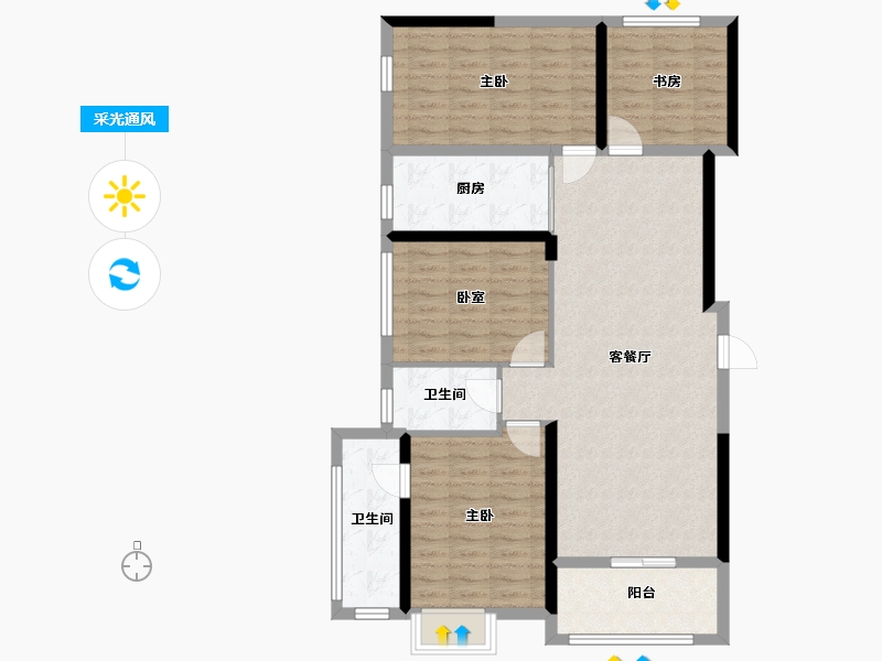 湖北省-天门市-冠南汇侨城玉兰苑-116.80-户型库-采光通风