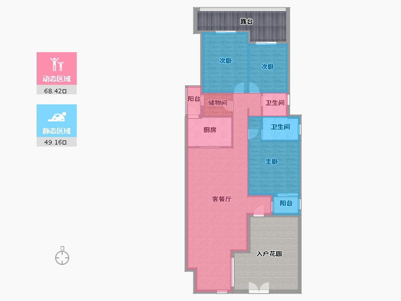 湖北省-武汉市-万科四季花城西半岛(一期)-130.82-户型库-动静分区