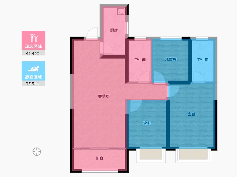 甘肃省-兰州市-润兰之城-84.00-户型库-动静分区