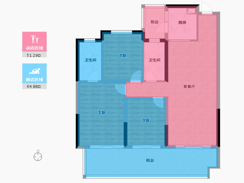 云南省-红河哈尼族彝族自治州-邦泰誉府-110.40-户型库-动静分区