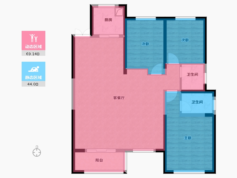 陕西省-西安市-沣水云岭-112.80-户型库-动静分区