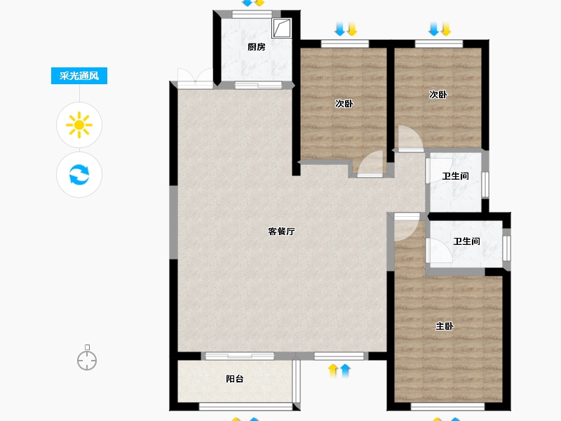 陕西省-西安市-沣水云岭-112.80-户型库-采光通风