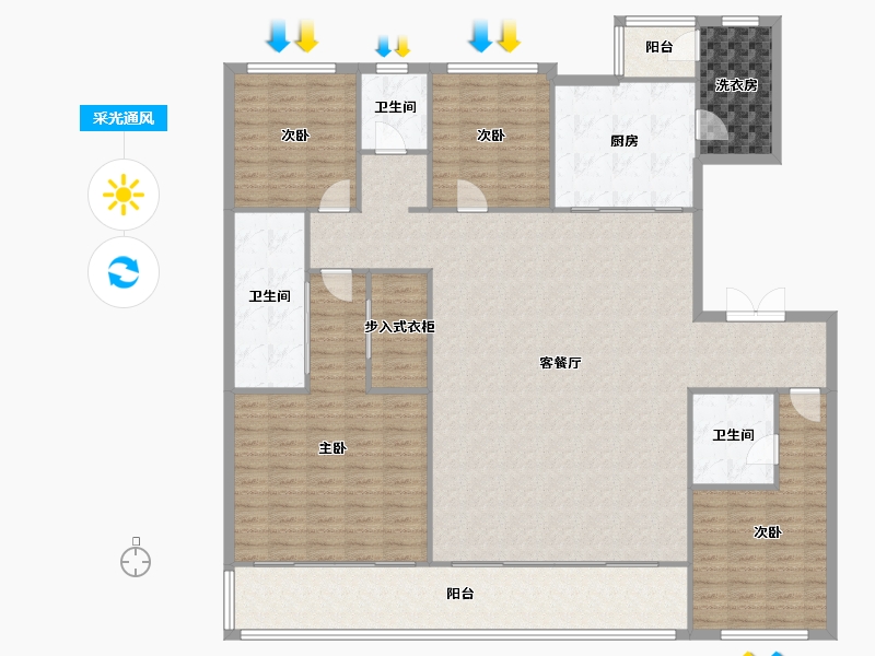 河南省-郑州市-中海云著湖居-182.60-户型库-采光通风