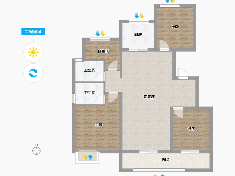 浙江省-湖州市-城投橙园-102.40-户型库-采光通风