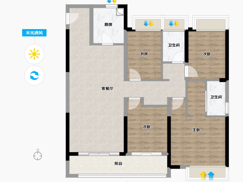 湖南省-长沙市-融创会展上东区-111.16-户型库-采光通风