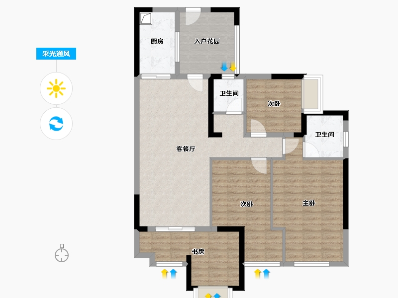 四川省-成都市-西璟台-105.43-户型库-采光通风