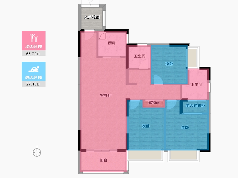 海南省-海口市-五源河公寓H区-100.64-户型库-动静分区