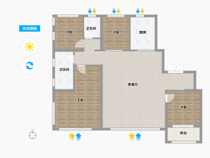 湖北省-武汉市-建发璞玥-131.20-户型库-采光通风