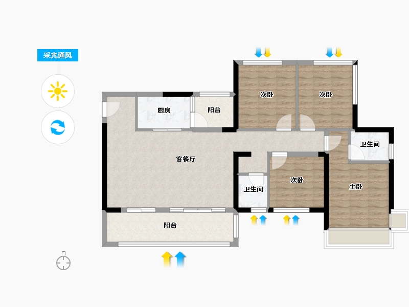 四川省-德阳市-雍锦悦府二期-99.90-户型库-采光通风