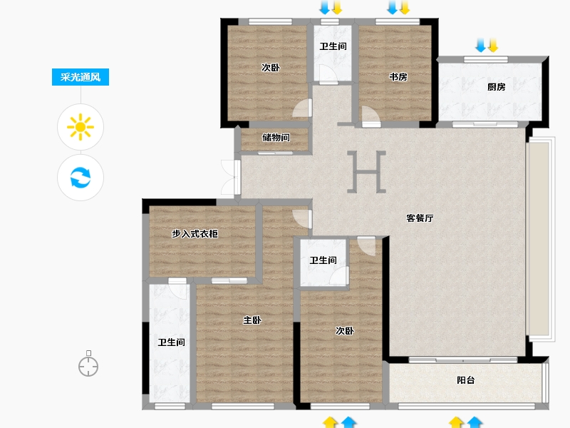 山东省-青岛市-宝佳雲湖甲第-167.99-户型库-采光通风