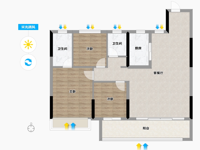 浙江省-湖州市-新开珑樾湾-94.76-户型库-采光通风