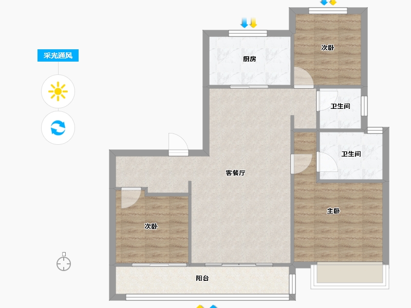 山东省-滨州市-理念学府-96.00-户型库-采光通风