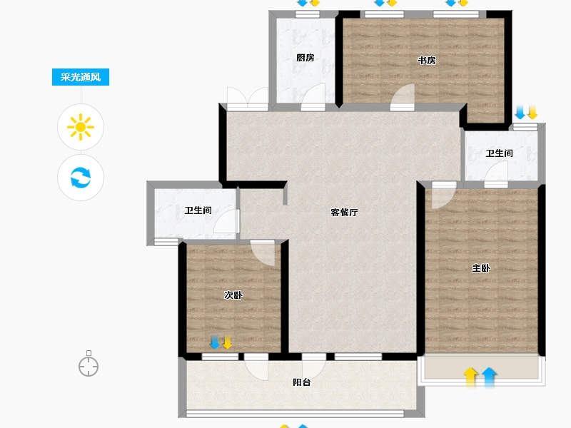 山东省-枣庄市-金玉悦府-121.60-户型库-采光通风