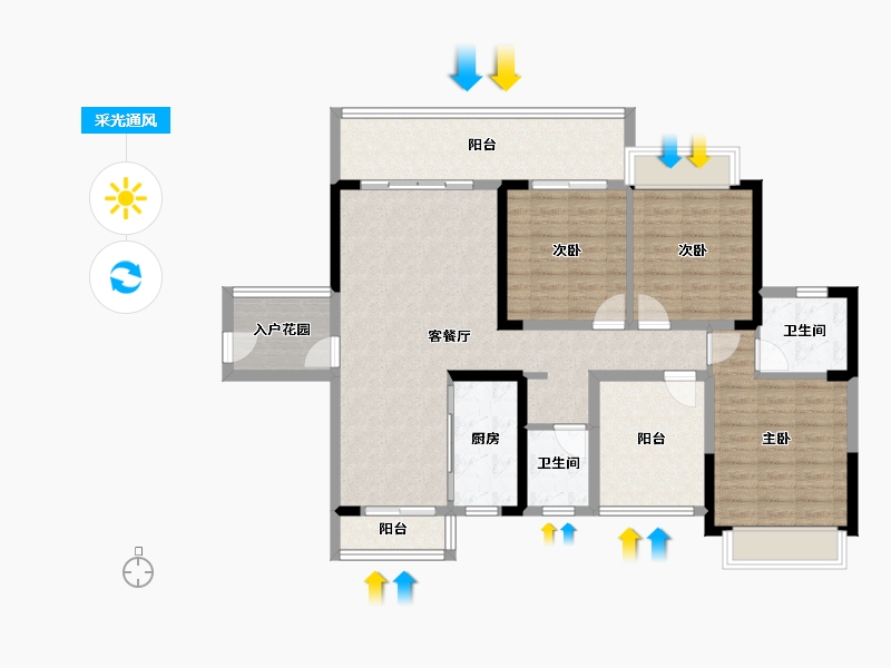 广西壮族自治区-来宾市-裕达·梧桐苑-135.17-户型库-采光通风