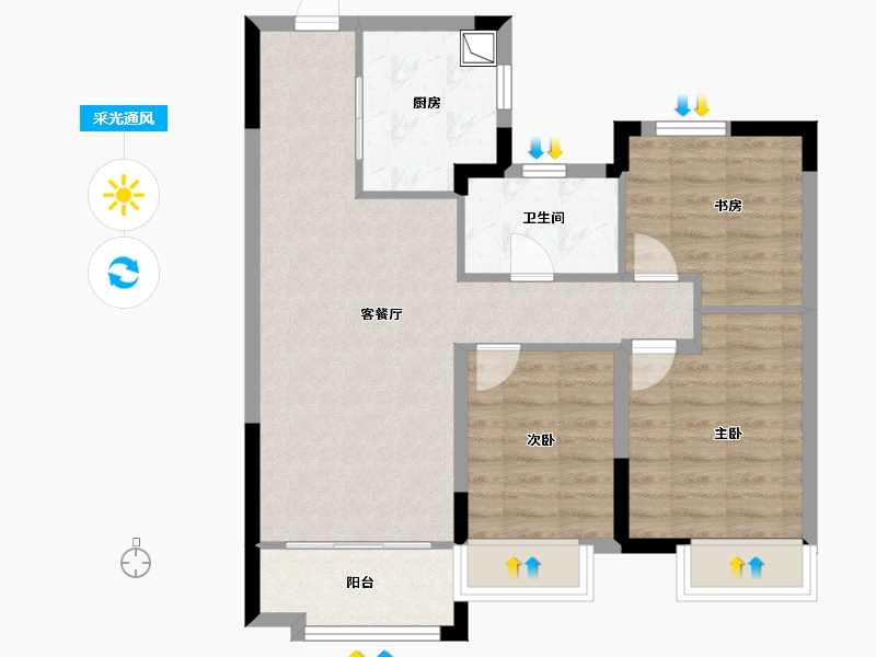 山东省-青岛市-海信·墨香居-71.20-户型库-采光通风