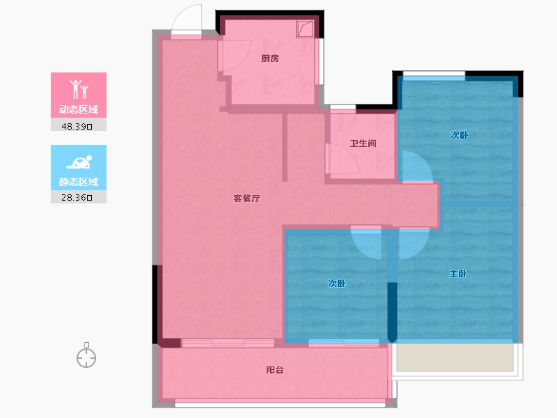 江苏省-苏州市-春江云锦揽月-70.98-户型库-动静分区