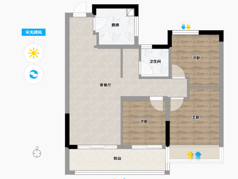 江苏省-苏州市-春江云锦揽月-70.98-户型库-采光通风