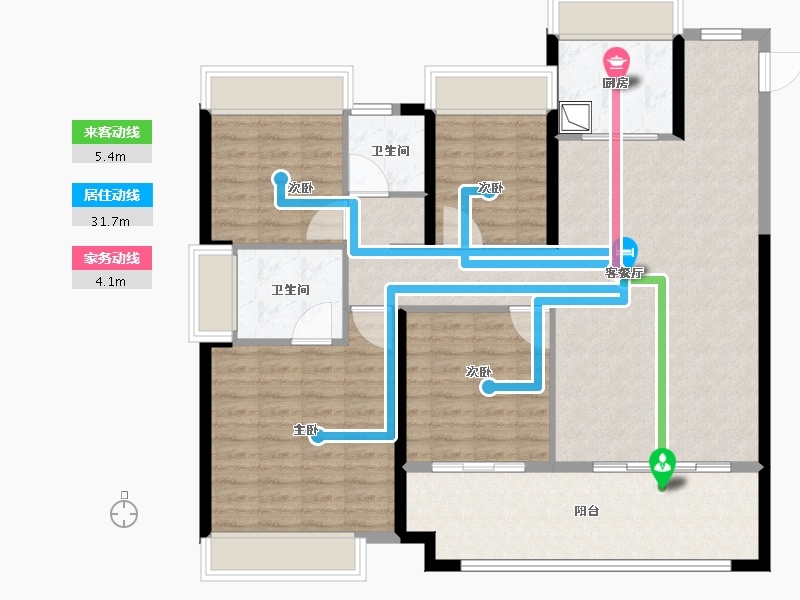 湖北省-武汉市-福星惠誉·铂雅府-118.40-户型库-动静线