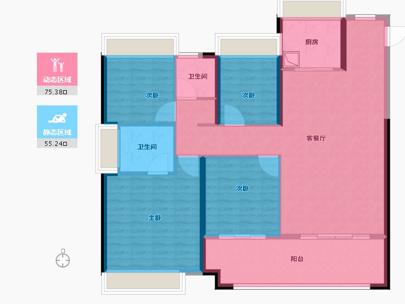 湖北省-武汉市-福星惠誉·铂雅府-118.40-户型库-动静分区