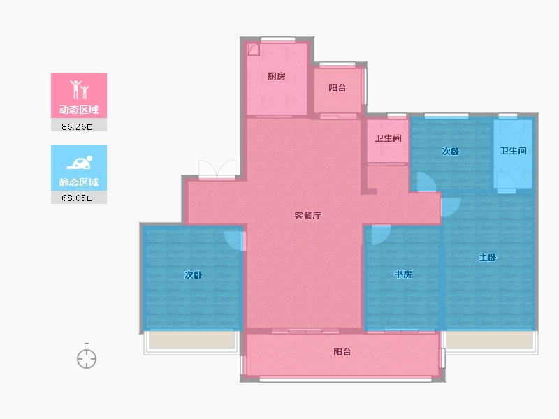 河南省-郑州市-碧桂园·云湖天境-140.81-户型库-动静分区