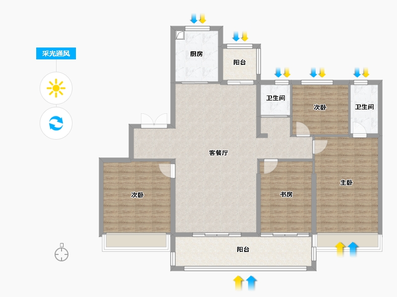 河南省-郑州市-碧桂园·云湖天境-140.81-户型库-采光通风