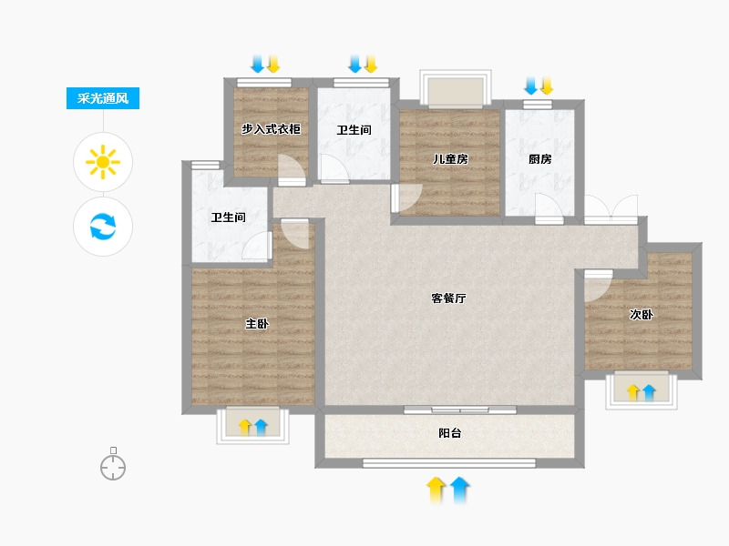 海南省-海口市-碧桂园-104.00-户型库-采光通风