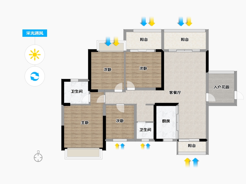 广西壮族自治区-来宾市-裕达·梧桐苑-135.17-户型库-采光通风