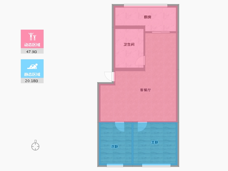 辽宁省-葫芦岛市-永顺小区(水泥街道怀宇社区卫生服务站北)-61.50-户型库-动静分区